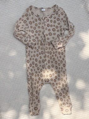 Cream Ribbed Floral Romper 18-24m